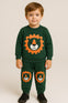 2 PC Green Baby and Children's Autumn & Winter Flees Cartoon Print Casual Sweatshirt Sweatshirt and Trouser Set TS6412C